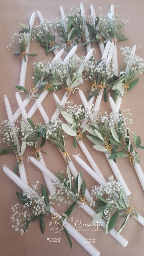 Sage Baptism Decor, 18th Debut Theme, Debut Candles, Debut Theme Ideas, 18th Birthday Candles, Bautizo Candle Ideas, Wedding Communion Candle, First Communion Candles, Baptism Candle Decoration