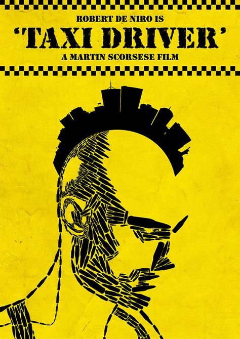 taxi Driver Film, Táxi Driver, Taxi Driver 1976, Typographic Poster Design, Minimalist Movie Poster, Classic Movie Posters, I Love Cinema, Minimal Movie Posters, Movie Posters Design