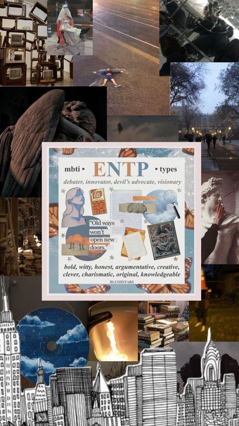 what i think ENTP aesthetic is from an INTJ #personalaesthetic #personality #personalitytype #aesthetics #aesthetic #aestheticmoodboard #aestheticboard #mbtiaesthetic #mbti #entp #entpaesthetic #entpmoodboard Entp Wallpaper, Entp Aesthetic, Mbti Entp, Wallpaper Tumblr Lockscreen, Mbti Personality, Intp, Intj, Aesthetic Collage, Personality Types