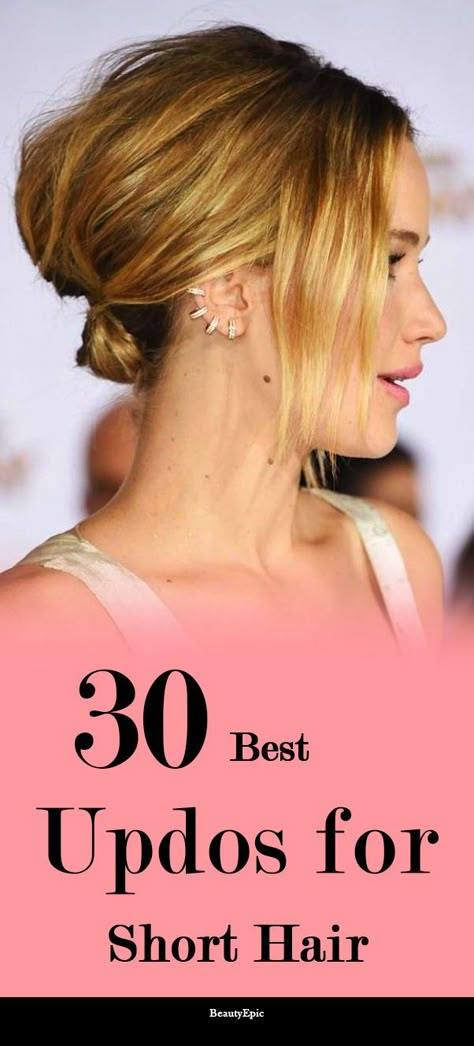 Updos for Short Hair Updos For Short Hair, Formal Hairstyles For Short Hair, Short Hair Up, Short Ombre Hair, Short Hair Bun, Short Hair Ideas, Short Hairdos, Short Hairstyles For Thick Hair, Hairdos For Short Hair