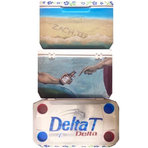 Delta Tau Delta cooler painting so frat Frat Sweetheart, Frat Coolers Beach Weekend, Frat Coolers Beach, Sigma Nu Frat Cooler, Delta Tau Delta Cooler, Beach Weekend Cooler, Frat Cooler Delta Tau Delta, Painting Coolers For Guys Fraternity, Delta Tau Delta