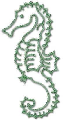 Seahorse Embroidery, Embroidered Seahorse, Seahorse Outline, Towel Embroidery Designs, Button Hole Stitch, Free Beading Tutorials, Sea Drawing, Towel Embroidery, Embroidery Works