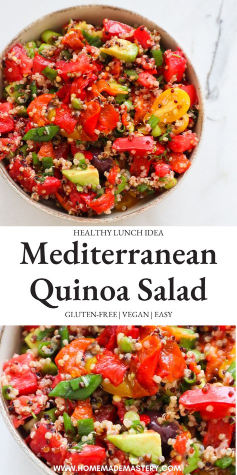 Mediterranean Quinoa Salad - Homemade Mastery Easy Healthy Lunch, Mediterranean Quinoa, Quinoa Salad Recipe, Cooked Quinoa, Mediterranean Quinoa Salad, Easy Healthy Lunches, Quinoa Salad Recipes, Lunch Bowl, Lunch Idea