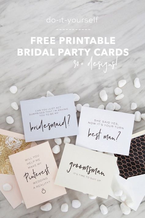 30+ free printable Will You Be My Bridal Party cards! Bridesmaid Printable, Bridesmaid Cards Funny, Bridesmaid Proposal Diy, Bridesmaid Thank You Cards, Groomsman Card, Wedding Stamps, Bridesmaid Diy, Engagement Season, Asking Bridesmaids