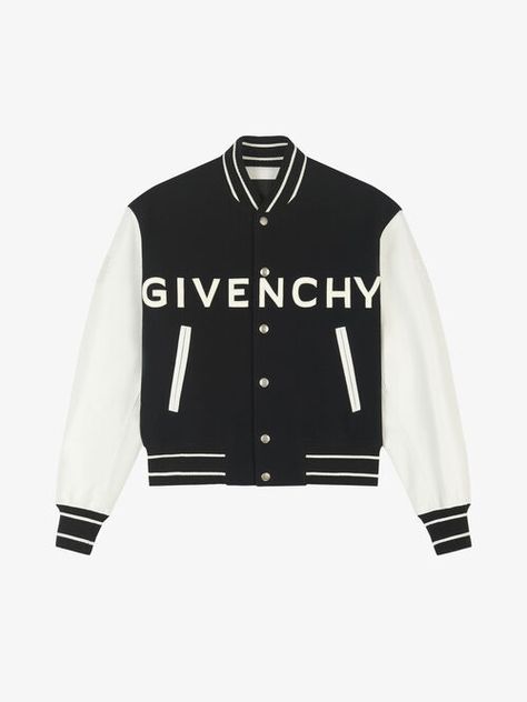 Givenchy Jacket, Versace Jacket, Off White Jacket, Leather Varsity Jackets, Versace T Shirt, Ladies Short Jackets, Versace Sweatshirt, Givenchy Paris, Leather Sleeves