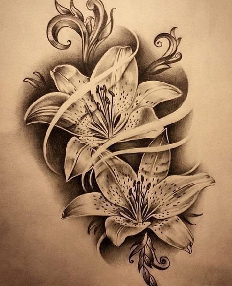 Tattoos Lily, Lily Tattoo Sleeve, Lilly Flower Tattoo, Stargazer Lily Tattoo, Tattoo Lily, Tiger Lily Tattoos, Water Lily Tattoos, Realistic Flower Tattoo, Lillies Tattoo