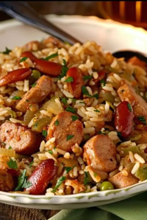 Authentic Creole Jambalaya Recipe, Justin Wilson Recipes, Seafood Sausage, Creole Jambalaya Recipe, Jambalaya Recipes, Jambalaya Rice, Creole Jambalaya, Justin Wilson, Cajun Rice