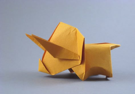 Origami Triceratops | Gilad's Origami Page Dino Origami, Origami Triceratops, Paper Dino, Pokemon Origami, Diy Trinkets, Origami Dinosaur, Dinosaur Origami, Origami Dollar, Origami Step By Step