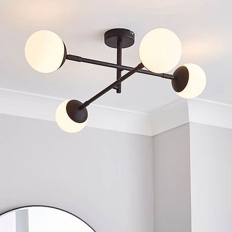 Dunelm Lighting, Bathroom Light Fittings, Bathroom Light Fixtures Ceiling, Black Bathroom Light Fixtures, Black Bathroom Light, Black Ceiling Lighting, Lounge Lighting, Bathroom Ceiling, Bathroom Light