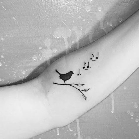 Music Bird Tattoos, Chicken Cheese Pasta, Music Coffee Shop, Tattoos On The Wrist, Tattoo For Grandma, Blackbird Tattoo, Songbird Tattoo, Robin Tattoo, Small Bird Tattoos