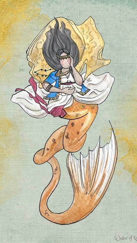 waterofwhimsy on Instagram: Atargatis is the chief Goddess of Syrian antiquity, associated with love and protection of her domain. Written to be the first of mermaid… Atargatis Goddess, Classical Antiquity, Gods And Goddesses, Watercolor Illustration, The Little Mermaid, Mermaid, Watercolor Paintings, Humanoid Sketch, Drawings