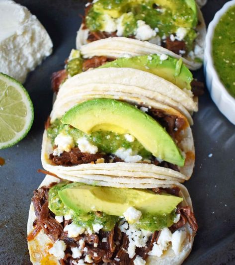 Machaca Beef, Tacos Sauce, Slow Cooker Beef Barbacoa, Slow Cooker Beef Tacos, Beef Barbacoa Slow Cooker, Barbacoa Tacos, Tomatillo Salsa Recipe, Beef Barbacoa, Fresco Cheese