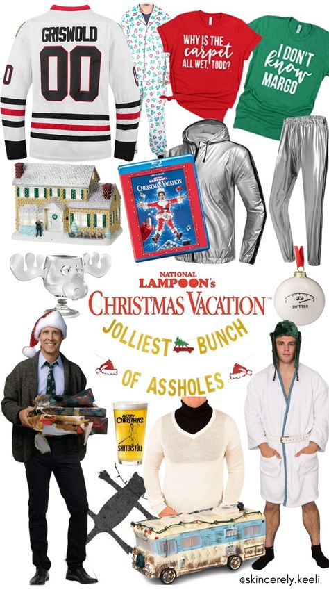 Diy Griswold Christmas Decorations, National Lampoons Christmas Vacation Costume Ideas, Christmas Vacation Party Desserts, Griswold Party Ideas, Griswold Halloween Costume, Christmas Vacation Gift Ideas, National Lampoon Christmas Party Costumes, Christmas Vacation Movie Decorations, Christmas Vacation Party Costumes