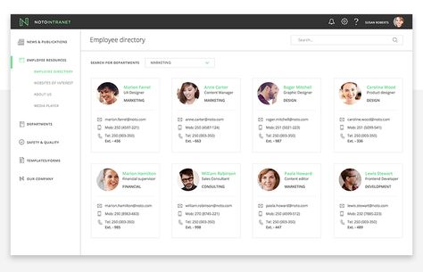 office-fabric-ui-employee-directory-screen Employee Directory Design, Directories Design, Employee Dashboard, Sharepoint Intranet, Website Moodboard, Web Application Design, Employees Card, Prototyping Tools, Card Ui