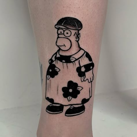 Nike Tattoo, Alas Tattoo, Whole Tattoo, Simpsons Tattoo, Character Tattoos, Cartoon Character Tattoos, Tasteful Tattoos, Leg Tattoo Men, Cartoon Tattoos