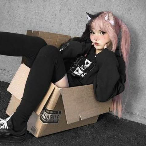 Cat Girl Outfit, Egirl Poses Reference, Cat Egirl, Cat Girl Aesthetic, Egirl Cosplay, Cat Girl Cosplay, Egirl Poses, Uwu Girl, Human Cloning