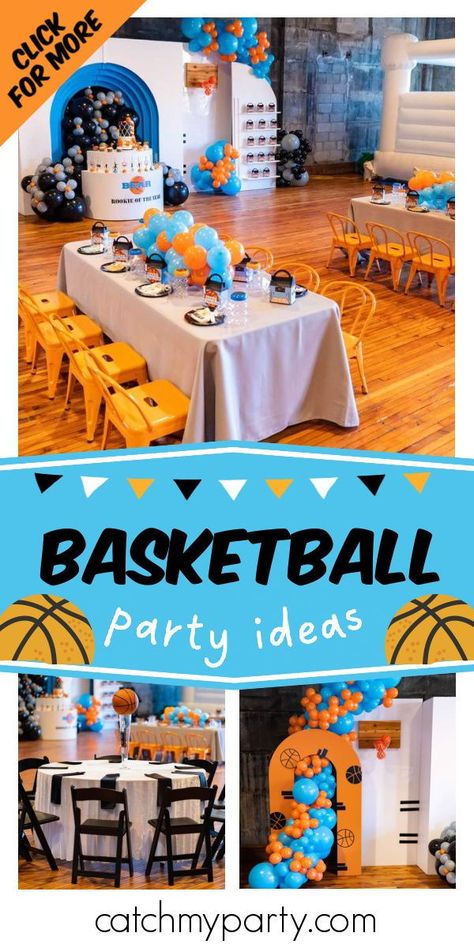 Don't miss this cool basketball 1st birthday party! The dessert table is incredible! See more party ideas and share yours at CatchMyParty.com 1st Birthday Basketball Theme, Basketball 1st Birthday Party, Basketball First Birthday Party, Basketball 1st Birthday, Basketball First Birthday, Basketball Theme Birthday Party, 1st Birthday Centerpieces, Basketball Themed Birthday Party, Basketball Theme Birthday