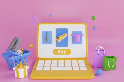 Shopping Online with Laptop 3D Illustration Online Shopping Illustration, Shopping Illustration, Ui Design Trends, Illustration Advertisement, 3d Illustration, Ui Design, Online Shopping, Design Trends, Laptop