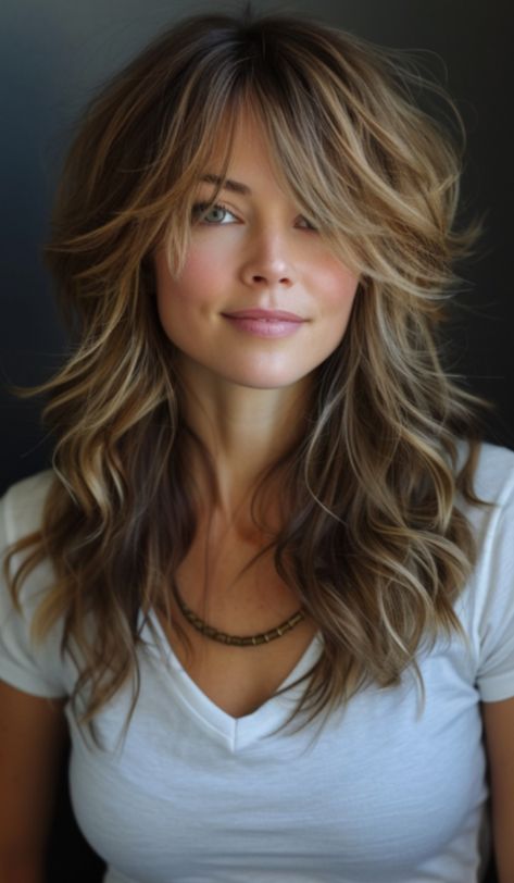 Daring Hairstyles For Women, Haircut To Get Volume, Women’s Hair Styles Over 50, Farrah Faucette Hair, Chunky Face Haircut, Haircut For Long Thick Wavy Hair, Hair Styles 2025 Women, Highlights Underneath Dark Hair, 60 Yr Old Hairstyles