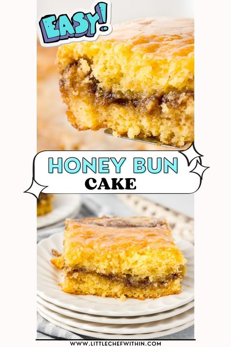 Need a super easy recipe that tastes like a little Debbie honey bun in cake form? Here it is! Honey Bun Cake Recipe, Bun Cake Recipe, Honey Bun Cake, Bun Cake, Cake Form, Betty Crocker Recipes, Homemade Recipes Dessert, Honey Bun, Boxed Cake