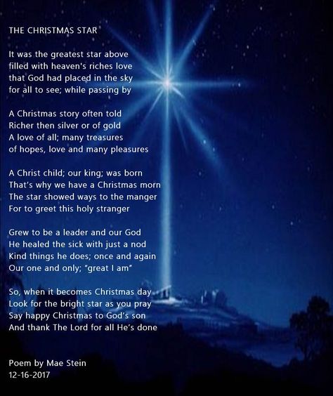 Christmas Star Poem, Christmas Poems For Church, Jesus Poems, Time Heals Quotes, Bible Projects, Poems About Stars, Spiritual Poetry, Deepest Thoughts, Christmas Sunday School