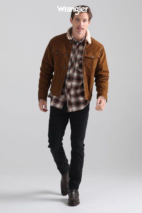 Country Chic Outfits Men, Modern Western Mens Fashion, Modern Cowboy Outfit For Men, Outfit For Men 2023, Corduroy Outfit Men, Jeans Jacket Outfit Men, Flannels Outfit, Mens Cowboy Outfit, Modern Cowboy Style Men