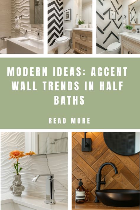 Boost your bathroom’s style and create the illusion of more space with an accent wall. Here are our best suggestions! Powder Room Modern Design, Bathroom With Wood Accent Wall, Modern Accent Wall Bathroom, Bathroom Accent Wall Behind Mirror, Peel And Stick Wallpaper Accent Walls Bathroom Ideas, Powder Room With Tile Accent Wall, Blank Wall In Bathroom Ideas, Bathroom Focal Wall Ideas, Accent Wall Half Bathroom