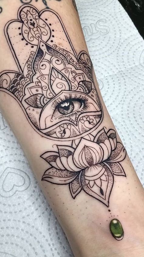 Boho Tattoo Ideas, Buddha Tattoo Sleeve, Hamsa Tattoo Design, Boho Tattoo, Hamsa Hand Tattoo, Hippie Tattoo, Evil Eye Tattoo, Mystical Tattoos, Buddha Tattoos