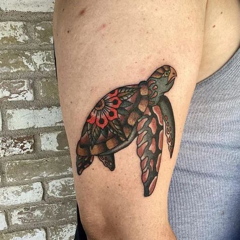 https://allabouttattoo.com/wp-content/uploads/2023/04/Traditional-Turtle-Tattoo-1.webp Traditional Turtle Tattoo Design, American Traditional Sea Turtle Tattoo, Turtle Tattoo American Traditional, Old School Turtle Tattoo, American Traditional Turtle Tattoo, Traditional Tattoo Turtle, American Traditional Turtle, Painted Turtle Tattoo, Traditional Turtle Tattoo