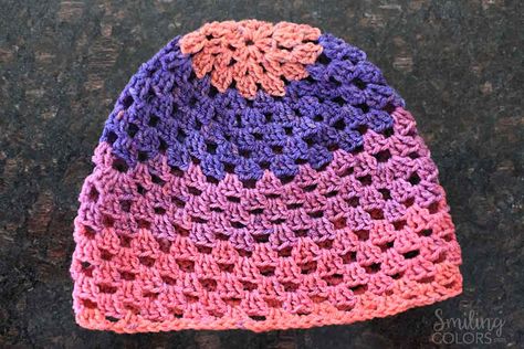 Crochet Beanie Free Pattern, Easy Crochet Beanie, Chemo Caps Pattern, Crochet Granny Stitch, Crocheted Beanie, Granny Stitch, Easy Crochet Hat, Crochet Hat Free, Crochet Beanie Hat