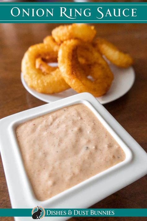 A homemade version of the zesty sauce from Burger King. This copycat recipe for onion ring sauce is a zesty, homemade version that tastes even better than the original and it's so tasty you'll want to put it on everything! Try it with more than just onion rings; it goes great with Bloomin' Onions and fries too! Bk Zesty Sauce, Outback Onion Ring Sauce, Zesty Onion Ring Sauce, Copycat Huhot Sauce Recipes, Burger King Onion Ring Sauce, Onion Ring Sauce No Horseradish, Zesty Sauce For Onion Rings, Onion Ring Sauce Recipe, Dip For Onion Rings