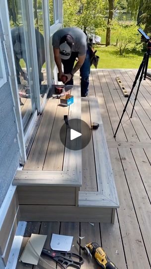 409K views · 8.3K reactions | Step by step 🔨  Stair tread installation w/ picture frame  by Brett 🔨  Dura Contracting Inc. 👷🏼‍♂️ | Deck & Patio Builder 📍 | Kingston Ontario 🇨🇦 📸 | @duracontracting   #decks #deckbuilder #composite #compositedecking #compositedeck #deckbuilding #carpenters #carpenterlife #carpenterskills #contractorsofinsta #contractorlife #kingstonontario #ygk | Dura Contracting Inc | Brett Smith | Marten Hørger · WE'RE BACK Composite Decking Over Concrete Porch, Composite Stairs To Patio, Composite Deck Steps, Step Down Deck, Deck Ideas Off Back Of House, 2nd Floor Deck Ideas, Composite Deck Stairs, Picture Frame Deck, Deck Stairs Ideas