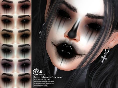 The Sims Resource - Raven Halloween Nose Detail Eyeshadow Sims 4, Sims 4 Halloween Costumes, Sims 4 Halloween, Sims 4 Cc Goth, Halloween Eyeshadow, Raven Halloween, Cc Makeup, Male Sims, Makeup Cc