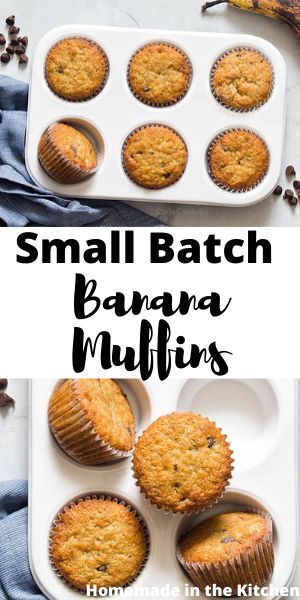 If you’re in the mood for banana bread but only have 1 banana on the counter, make my Small Batch Banana Muffins with chocolate chips! 6 delicious muffins that taste exactly like banana bread! #homemadeinthekitchen #smallbatchbananamuffins #bananamuffins #smallbatchrecipes Small Batch Healthy Muffins, Recipes Using 1 Banana, 6 Banana Muffins Recipe, Small Batch Banana Muffins 2 Bananas, Two Banana Muffin Recipe, Recipes With 1 Banana, 1 Banana Recipes, 1 Banana Muffins, 2 Banana Muffins