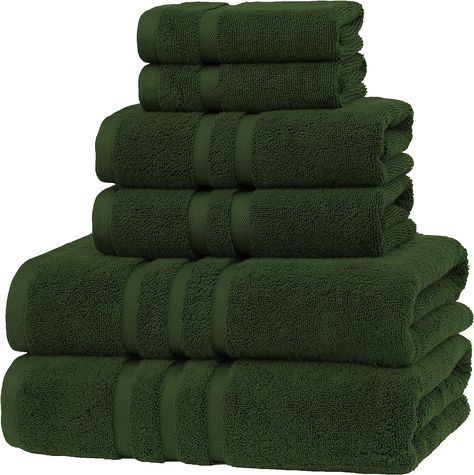 Veteran Textile LLC Luxury Hotel & Spa, Turkish Cotton,6 Pieces Towels Set, Max-Softness by Veteran Textile (Dark Green) Green Towels Bathroom, Dark Green Towels, Luxury Hotel Spa, Green Bath Towels, Green Towels, Luxury Towels, Green Brands, Towel Collection, Hotel Spa