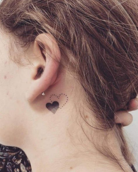 Small Heart Wrist Tattoo, Heart Tattoo Behind Ear, Black Heart Tattoo, Tattoo Ideas Back Spine, Unique Tattoos Black Women, Black Heart Tattoos, Love Heart Tattoo, Best Tattoo Ideas For Men, Behind The Ear Tattoo Ideas