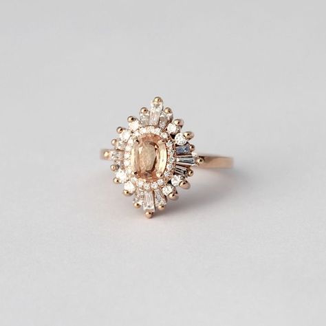 Heidi Gibson, Morganite Engagement Ring Vintage, 40th Wedding Anniversary Gifts, Vintage Engagement Rings Art Deco, 40th Wedding Anniversary, Pave Diamond Band, Matching Wedding Bands, Morganite Engagement Ring, Put A Ring On It