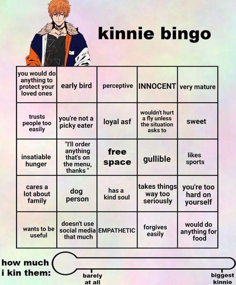 Kinnie Bingo Obey Me, Obey Me Template, Obey Me Kinnie Bingo, Beel Obey Me, Beelzebub Obey Me, Kin Bingo, Me Template, Fun Templates, Kinnie Bingo