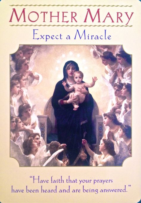 Mother Mary expect a miracle Goddess Guidance Oracle, Angel Tarot Cards, Angel Tarot, Angel Oracle Cards, Angel Prayers, Doreen Virtue, Angel Guidance, A Course In Miracles, Divine Mother