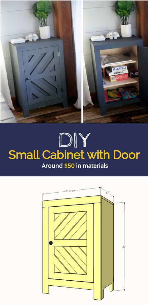 Diy Cabinets Build, Small Bathroom Cabinets, Small Bathroom Storage Cabinet, Bathroom Cabinets Diy, Diy Cabinet Doors, Small Storage Cabinet, Small Bathroom Diy, Cabinet Plans, Door Diy