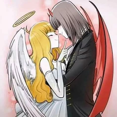 Devil Love, Angel Y Diablo, Diablo Anime, Love Comic, Boho Art Drawings, Comics Love, Anime Devil, Angel And Devil, Arte Fantasy