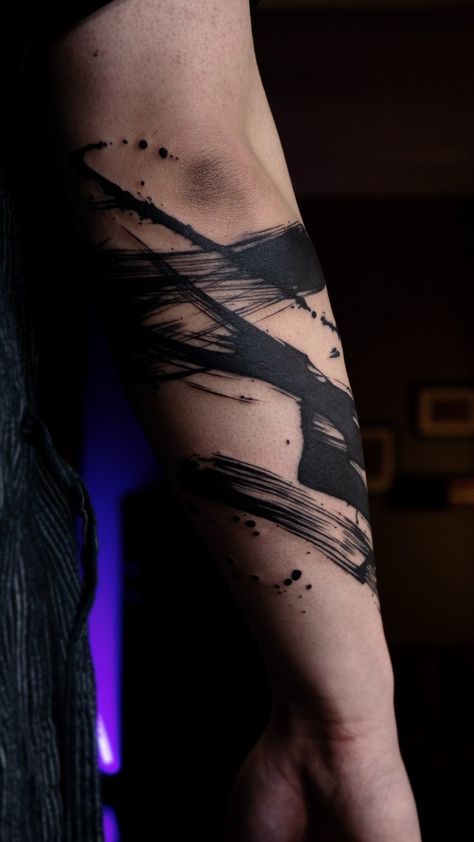 Abstract Brushstroke Tattoo Sleeve Paint Strokes Tattoo, Abstract Brush Tattoo, Abstract Brush Strokes Tattoo, Brushwork Tattoo, Abstract Blackwork Tattoo, Brush Strokes Tattoo, Paint Brush Tattoo, Brushstroke Tattoo, Paintbrush Tattoo