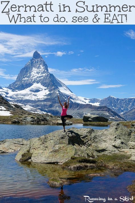 Things to Do In Zermatt, Switzerland in Summer - a 2 day travel guide with tips and sharing what to do, see and eat (restaurants!) Includes easy hiking and the best train to take to see the Matterhorn, Gornergrat. This is one of the most beautiful places in the world- bucket list trip! / Running in a Skirt #travel #travelguide #switzerland #europe #hiking #mountains #adventure Zermatt Restaurants, Zermatt Switzerland Summer, Zermatt Summer, Switzerland In Summer, Wallpaper Sunset Aesthetic, Beaches Aesthetic, Europe Hiking, Bucket List Christmas, Castle Bavaria