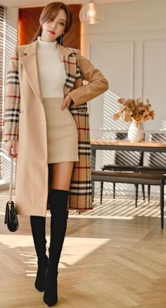 Modern Professor Outfit, Korean Fashion Dress, Kpop Fashion Outfits, Girls Fashion Clothes, Teenage Fashion Outfits, Korean Outfits, Winter Fashion Outfits, Teen Fashion Outfits, Elegant Outfit