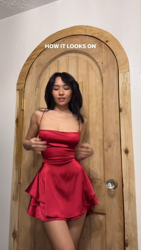 Red Silk Mini Dress, Code Outfit, Red Dress Outfit, Twirl Dress, Pinterest Outfits, Teenage Fashion Outfits, Red Mini Dress, Dress Code, Classy Dress