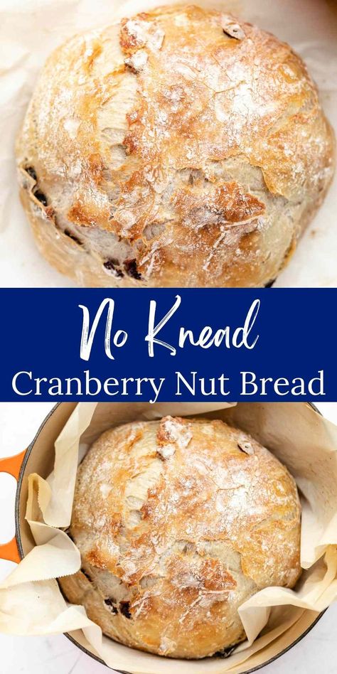 No Knead Cranberry Nut Bread - I Heart Eating Cranberry Nut No Knead Bread, Cranberry No Knead Bread, Flavored No Knead Bread, Crusty Cranberry Nut No Knead Bread, No Knead Cranberry Honey Walnut Bread, Fruit And Nut Bread Recipes, No Knead Fruit Bread, Walnut Cranberry Bread Recipe, Great Harvest Bread Company Recipes