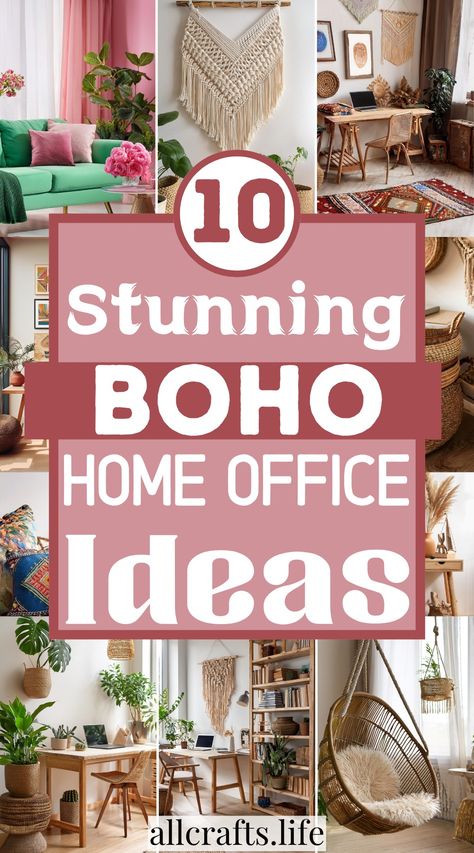 Boho Home Office Ideas Boho Home Office Ideas, Boho Office Space Workspaces, Small Open Concept, Boho Home Office, Maximalism Interior, Relaxing Office, Boho Office, Guest Room Office, Home Office Ideas