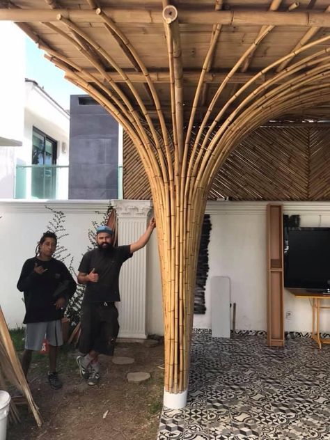 Bamboo Stage Design, Bamboo Gate Design, Bamboo Column, Bamboo Pavilion, Bamboo Roof, Bamboo Diy, Bamboo Building, Bamboo House Design, Bamboo Structure