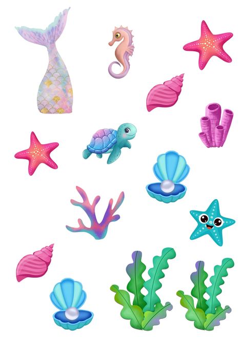 Ready to print in an A4 size photo paper. Mermaid Cake Topper Printable Free, Little Mermaid Cupcakes, Butterbean's Cafe, Cake Topper Printable, Mermaid Cupcakes, Mermaid Cake Topper, Gym Art, Mermaid Cakes, Mermaid Theme