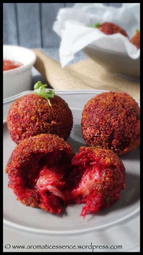 This beetroot cutlet or beetroot patties are crispy and crunchy, with an ooey-gooey cheesy center! And the best part-they are not deep-fried! Beetroot Cutlet, Vegan Balls, Chilli Cheese Toast, Kid Friendly Snacks, Cutlet Recipe, Beetroot Recipes, Cutlets Recipes, Kid Friendly Snack, Appetizer Dishes